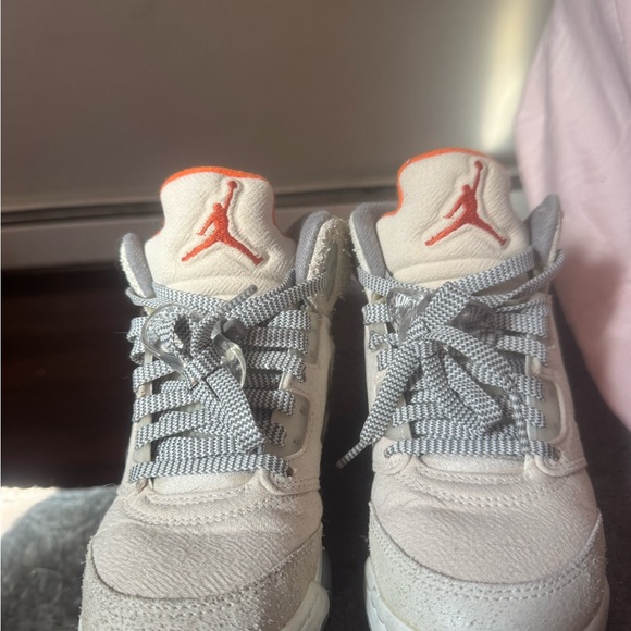 Jordan Kids Sneakers in White and Gray with Orange Accents